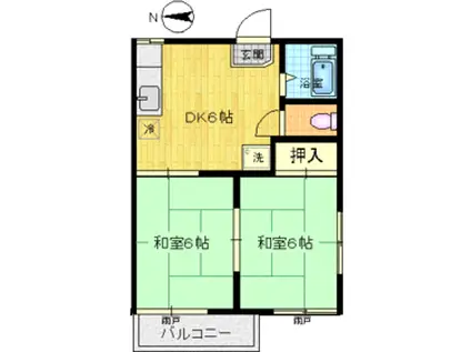サニーハイツC棟(2DK/1階)の間取り写真