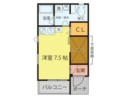 キャビン木町(ワンルーム/2階)の間取り写真