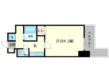 SWISS難波西(1K/2階)の間取り写真