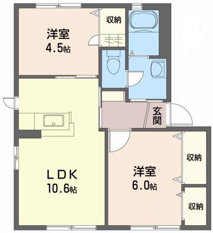 メゾン竹島II(2LDK/1階)の間取り写真