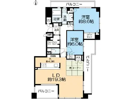ジークレフ東灘森北町(2LDK/6階)の間取り写真
