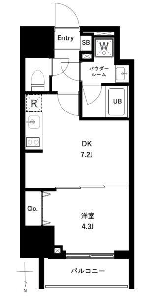 アーバンパーク王子II(1DK/10階)の間取り写真