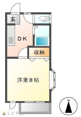 ドリーミング福山(1K/2階)の間取り写真