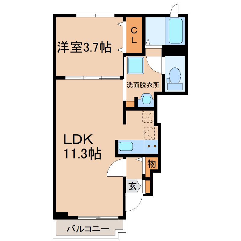 アクティブ・ベル K(1LDK/1階)の間取り写真