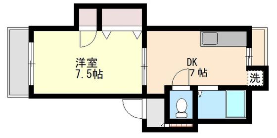ユースピアみなみ(1LDK/2階)の間取り写真