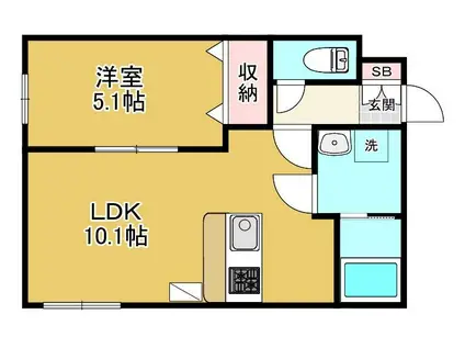 CUBIC K5(1LDK/3階)の間取り写真