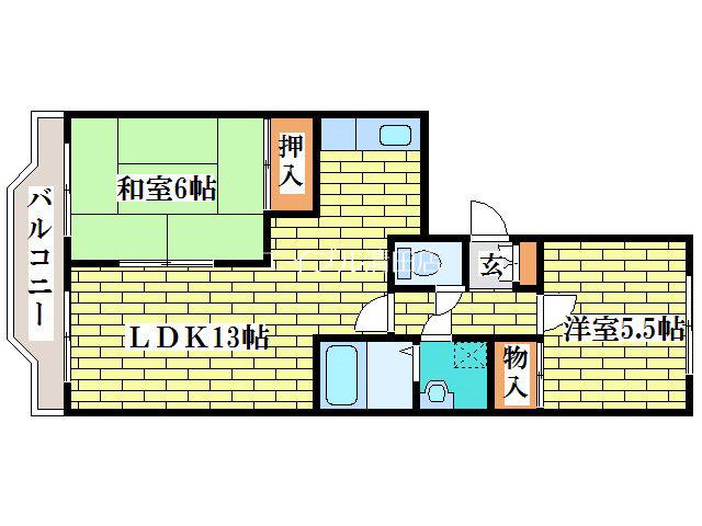 パスウェイ弐番館(2LDK/4階)の間取り写真