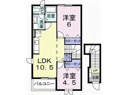 ミーテルーチェ(2LDK/2階)の間取り写真