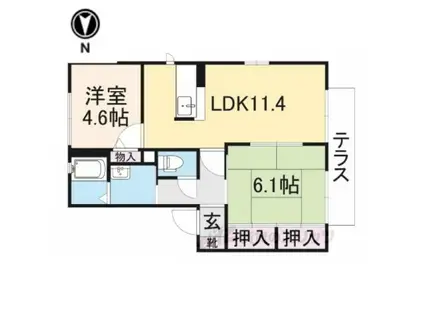 ライン大和(2LDK/2階)の間取り写真