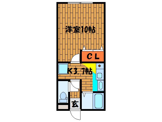 トクトラストIII(1K/2階)の間取り写真