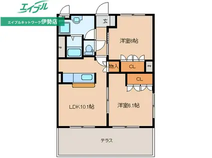 ルーエンハイム (2LDK/1階)の間取り写真