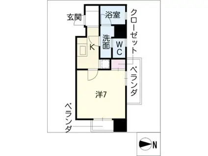 リエス鶴舞 イースト TOWER(1K/7階)の間取り写真