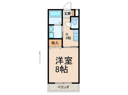 シティガーデン水栖(1K/2階)の間取り写真