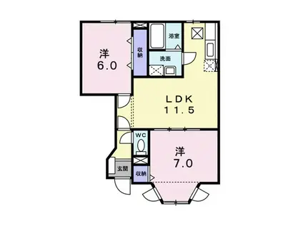 カシオペア B(2LDK/1階)の間取り写真
