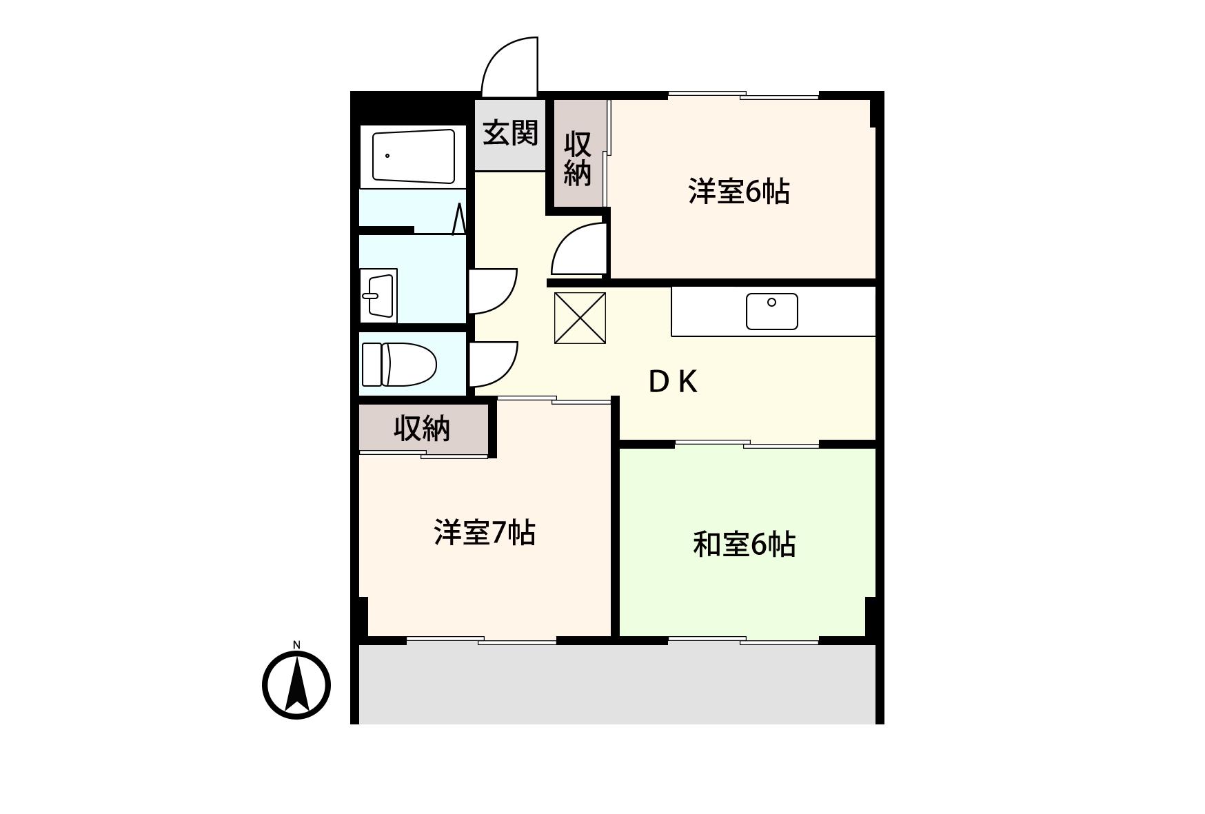 アシスト第2富山マンション(3DK/1階)の間取り写真