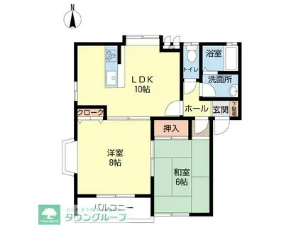 カーサ中山B(2LDK/2階)の間取り写真