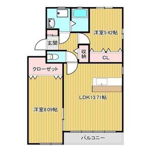 ロックガーデン 南棟(2LDK/2階)の間取り写真