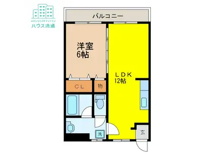 上村ビル(1LDK/2階)の間取り写真