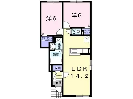 セレーノイルミオ末永(2LDK/1階)の間取り写真