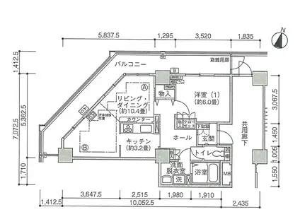 Jタワー西大井イーストタワー(1LDK/12階)の間取り写真