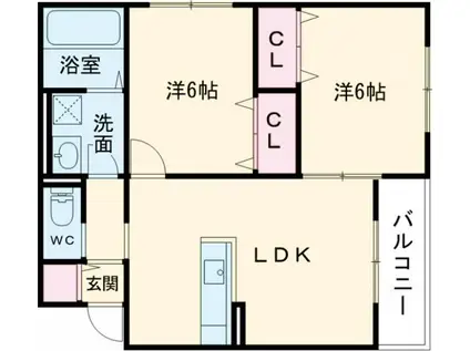 Kレジデンス御旅(2LDK/3階)の間取り写真