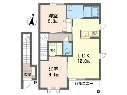 KブランシェH(2LDK/2階)の間取り写真