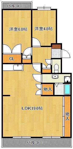 エメラルドマンション南小倉C棟(2LDK/3階)の間取り写真