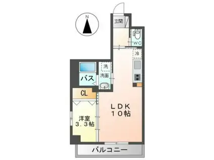 グランドゥールハカタ(1LDK/2階)の間取り写真