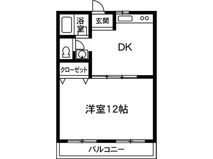 元川ビル(1DK/3階)の間取り写真