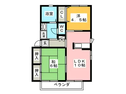 シャーメゾン八坂B(2LDK/2階)の間取り写真