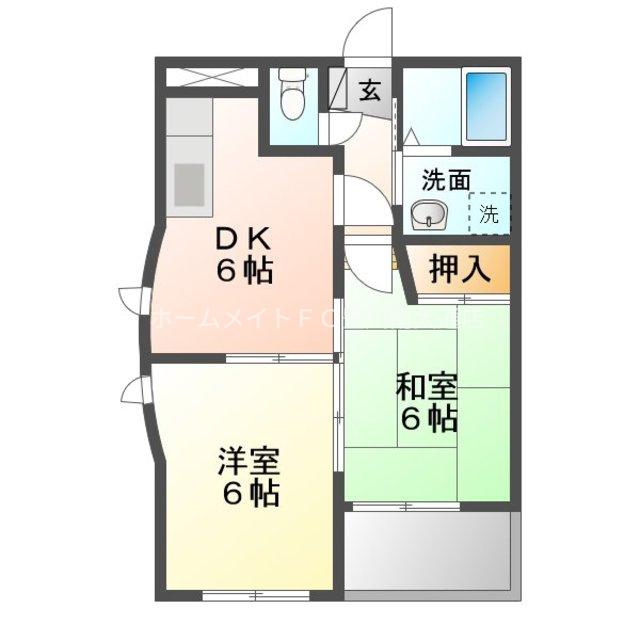GRACE喜泉(2DK/3階)の間取り写真