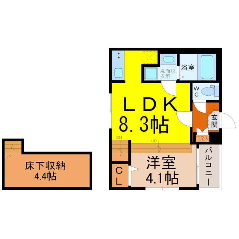 カノーパス日比野(1LDK/1階)の間取り写真