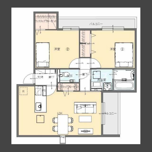 ムライチ・D-ROOM昭和町(2LDK/2階)の間取り写真