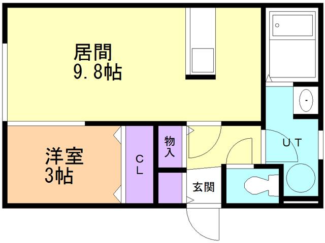 RESIDENCE HINODEII(1DK/3階)の間取り写真