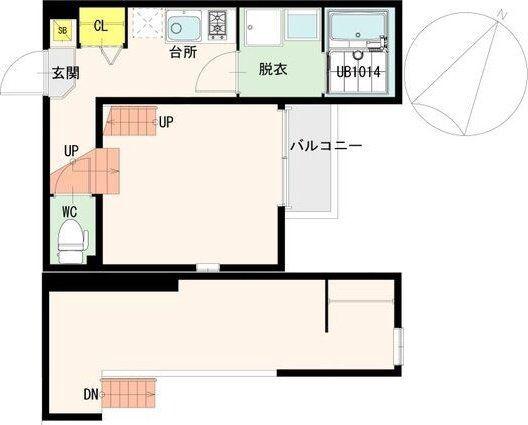 フォルテ長町(1K/2階)の間取り写真