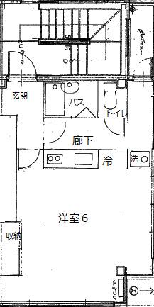 亢ビル(1K/2階)の間取り写真