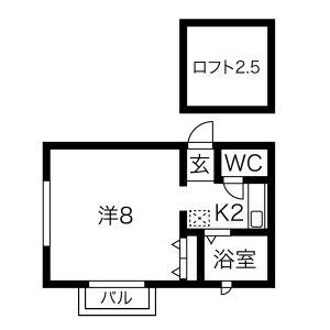 イーストグリーン(1K/2階)の間取り写真