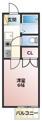 ウイングコート羽根井(1K/1階)の間取り写真
