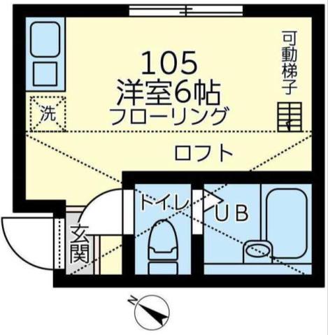 ユナイト追浜ニコラス・モンテーロ(ワンルーム/1階)の間取り写真