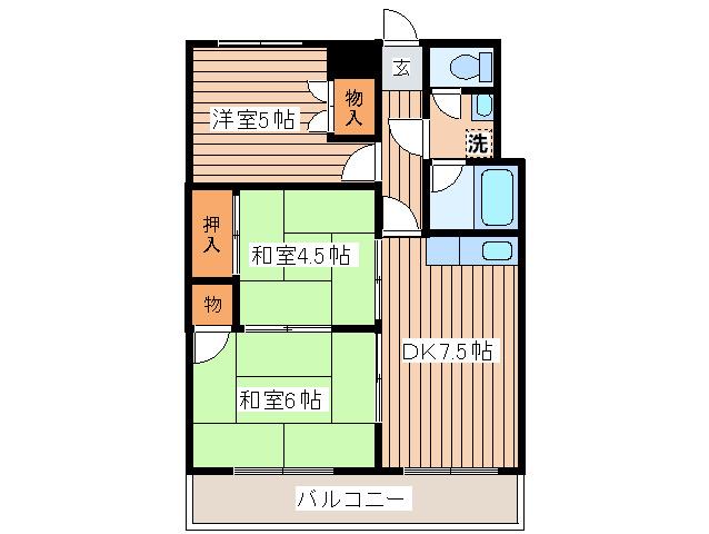 平岸グランドハイツ(3LDK/3階)の間取り写真