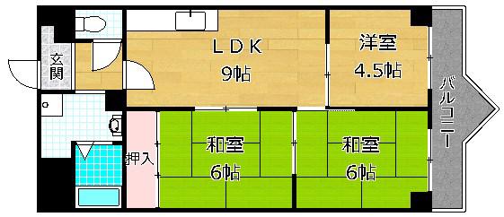 SUNミネマツ(3LDK/7階)の間取り写真