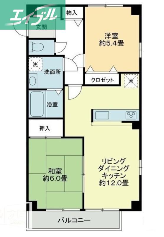 カンフォタブル(2LDK/2階)の間取り写真