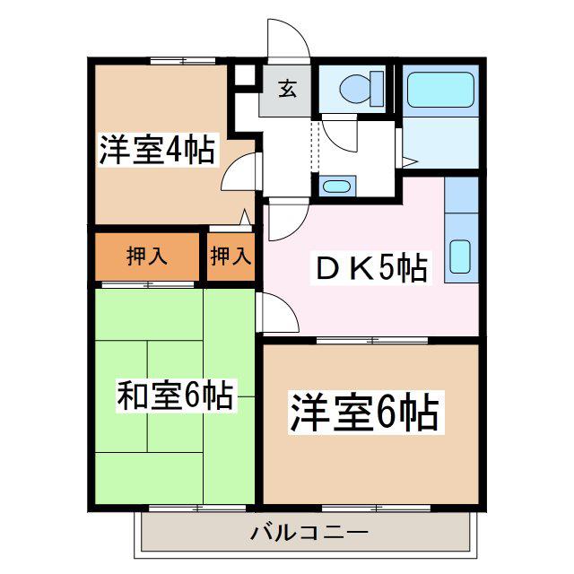 サンビレッジ平林C(3DK/2階)の間取り写真