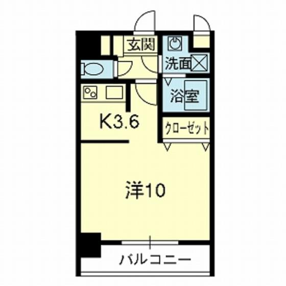EMYU新町(1K/3階)の間取り写真