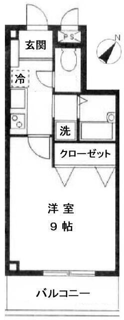 バイムフルス白金Ⅱ(1K/2階)の間取り写真