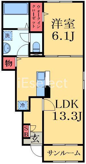 パレス ハンド II(1LDK/1階)の間取り写真