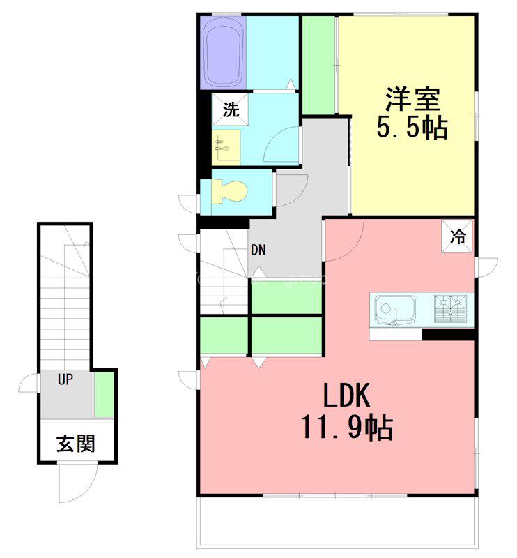 ハイムエイトII D棟(1LDK/2階)の間取り写真