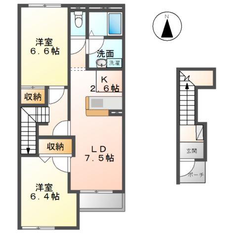 GREEN GARDEN(2LDK/2階)の間取り写真