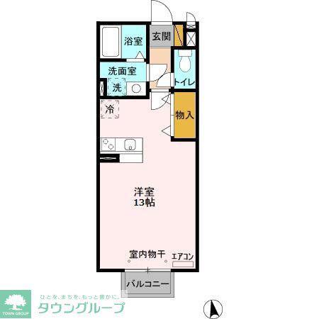 カリーナカーサ(ワンルーム/2階)の間取り写真