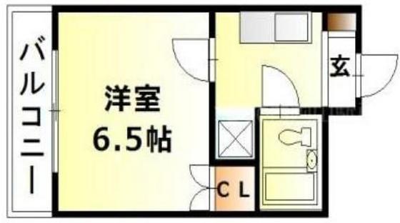 レナジア中納言(1K/2階)の間取り写真